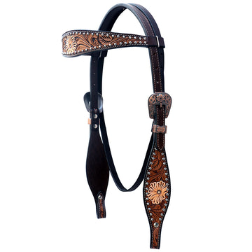 Comfytack Western Horse Floral Hand Painted Genuine Leather Headstall